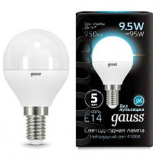 Лампа светодиодная LED 9.5Вт E14 220В 4100К Globe | 105101210 | Gauss