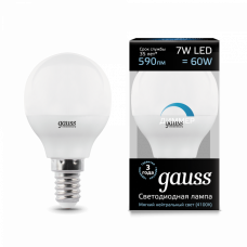 Лампа светодиодная LED 7Вт E14 220В 4100К шар, диммируемая | 105101207-D | Gauss