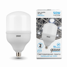 Лампа Gauss Elementary LED T140 E27 50W 4400lm 180-240V 4000K 1/8 | 63225 | Gauss