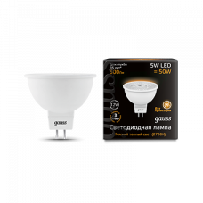 Лампа светодиодная LED 5Вт GU5.3 12В 2700К MR16 | 201505105 | Gauss