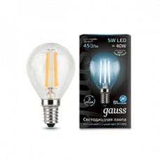 Лампа светодиодная LED 5Вт E14 220В 4100К шар | 105801205 | Gauss