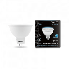 Лампа светодиодная LED 5Вт GU5.3 12В 4100К MR16 | 201505205 | Gauss