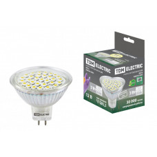 Лампа светодиодная LED 3Вт GU5.3 12В 3000К MR16 SMD отражатель (рефлектор) | SQ0340-0005 | TDM
