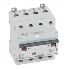 Выключатель автоматический дифференциальный DX3 6000 4п 10А С 30мА тип A | 411233 | Legrand