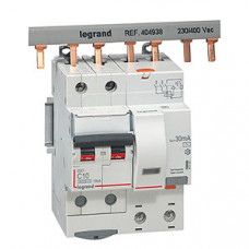 Выключатель автоматический дифференциальный DX3 2п 10А C 30мА тип AC (4 мод) | 411157 | Legrand