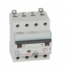 Выключатель автоматический дифференциальный DX3 4п 16А C 30мА тип AC | 411186 | Legrand