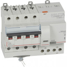 Выключатель автоматический дифференциальный DX3 6000 4п 50А С 300мА тип AС (7 мод) | 411210 | Legrand