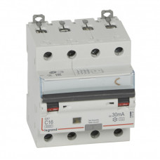 Выключатель автоматический дифференциальный DX3 6000 4п 16А С 30мА тип A | 411234 | Legrand