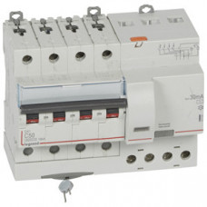 Выключатель автоматический дифференциальный DX3 6000 4п 50А С 30мА тип AС (7 мод) | 411191 | Legrand