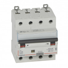 Выключатель автоматический дифференциальный DX3 6000 4п 25А С 30мА тип A | 411236 | Legrand