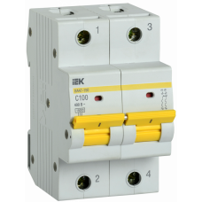 Выключатель автоматический двухполюсный ВА47-150 100А C 15кА | MVA50-2-100-C | IEK