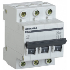 Выключатель автоматический трехполюсный ВА47-29 50А C 4,5кА GENERICA | MVA25-3-050-C | IEK