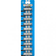 Батарейка щелочная (алкалиновая) Трофи LR6-10BL strip (100/1000/20000) (AA) | C0034054 | ЭРА