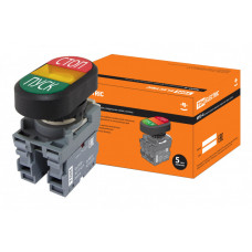 Кнопка двойная MPD4-11Y (зеленая/красная) (LED) в сборе d22мм/220В (ПУСК/СТОП) линза желтая | SQ0747-0056 | TDM