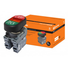 Кнопка двойная MPD4-11R (зеленая/красная) (LED) в сборе d22мм/220В (ПУСК/СТОП) линза красная | SQ0747-0054 | TDM