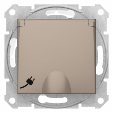 Sedna Титан Розетка 16А IP44 с з/к, с крышкой, cо шторками, быстрозаж. клеммы | SDN3100568 | Schneider Electric
