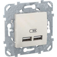 Unica Бежевый 2 USB зарядное устройство, 2.1А | MGU5.418.25ZD | Schneider Electric
