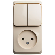 ЭТЮД О/У Кремовый Блок: Розетка б/з + выключатель 2-клавишный | BPA16-205K | Schneider Electric