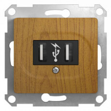 Glossa Дерево Дуб Розетка USB (GSL000532) | GSL000532 | Schneider Electric