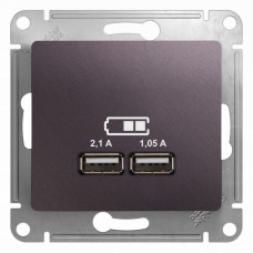 Glossa Сиреневый туман USB Розетка, 5В/2100мА, 2х5В/1050мА, механизм | GSL001433 | Schneider Electric