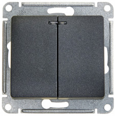 Glossa Антрацит Выключатель 2-клавишный с подсветкой сх.5а, 10АХ | GSL000753 | Schneider Electric