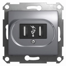 Glossa Алюминий Розетка USB (GSL000332) | GSL000332 | Schneider Electric