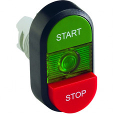 Кнопка двойная MPD15-11G (зеленая/красная-выступающая) зеленая л инза с текстом (START/STOP) | 1SFA611144R1102 | ABB
