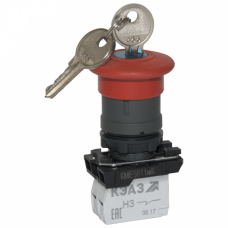 Кнопка КМЕ5611мК-красный-1но+0нз-гриб-ключ-фикс-IP65 | 248257 | КЭАЗ