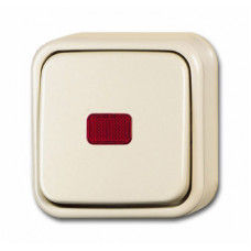 Переключатель 1-клавишный, контрольный с красной линзой, лампой, для открытого монтажа,серия Busch-Duro 2000 AP,цвет слоновая кост | 1052-0-0117 | ABB