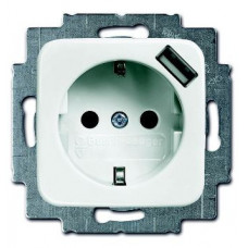 Розетка Schuko с устройством зарядным USB, 20 EUCBUSB-214-500, Reflex альпийский белый, 16А, 700 мА | 2011-0-6175 | ABB