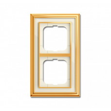 Рамка 2-постовая, серия Династия, Латунь полированная, белое стекло | 1754-0-4561 | ABB