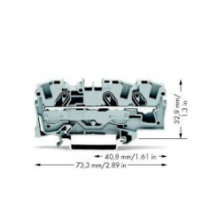 Клемма трехпроводная проходная 0.5-6(10)мм.кв. на DIN рейку (уп/25шт) | 2006-1301 | WAGO