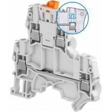 Клемма винтовая ZS4-D2-S-T2 - 4 мм, 2 уровня, 4 зажима, ножевой разъединитель и розетки на верхнем уровне, 2 тест. | 1SNK505316R0000 | TE