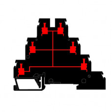 Клемма D4/6.T1, 3-уровневая клемма, все зажимы соединены перемычкой, винт 4мм.кв., черная | 1SNA199219R0300 | TE