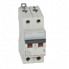 Выключатель автоматический двухполюсный DX3 10000 16А C 16кА | 409202 | Legrand