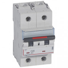 Выключатель автоматический двухполюсный DX3 20A C 36кА (3 мод) | 410009 | Legrand