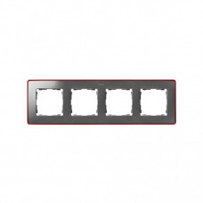 Simon 82 Рамка декоративная, 4 поста, Select, S82 Detail, алюминий-красный металлик | 8201640-255 | Simon
