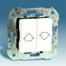 Simon 27 Выключатель 2-кл кнопочный для управления жалюзи (без блокировки), 10А 250В, S27, белый | 27396-65 | Simon