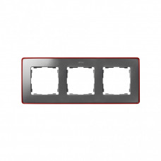 Simon 82 Рамка декоративная, 3 поста, Select, S82 Detail, алюминий-красный металлик | 8201630-255 | Simon