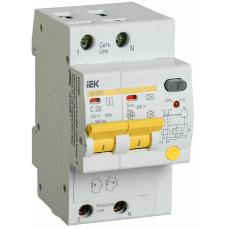 Выключатель автоматический дифференциальный АД12MS 2п 20А C 300мА тип A (3 мод) | MAD123-2-020-C-300 | IEK
