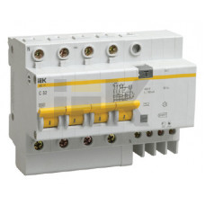 Выключатель автоматический дифференциальный АД14 4п 50А C 30мА тип AC (5 мод) | MAD10-4-050-C-030 | IEK