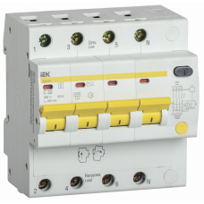 Выключатель автоматический дифференциальный АД14S 4п 32А C 300мА тип AC (5 мод) | MAD13-4-032-C-300 | IEK