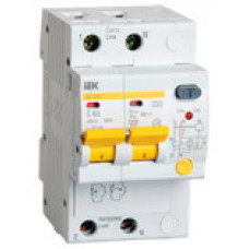 Выключатель автоматический дифференциальный АД12М 2п 10А C 30мА тип A (3 мод) | MAD12-2-010-C-030 | IEK
