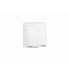 Simon 15 Белый Выключатель 2-кл с подсветкой, IP54, 10А 250В, винт. зажим | 1594399-030 | Simon