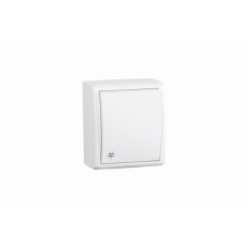 Simon 15 Белый Выключатель 1-кл проходной с 3-х мест (перекрёстный) с подсветкой, IP54, 10А 250В, винт. зажим | 1594254-030 | Simon