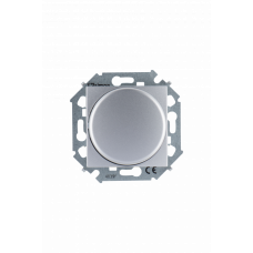 Simon 15 Алюминий Светорегулятор поворотно-нажимной электронный, переключатель, 500Вт 230В, винт. зажим | 1591790-033 | Simon