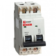 Автоматический выключатель ВА 47-63, 2P 6А (D) 4,5kA EKF | mcb4763-2-06D | EKF