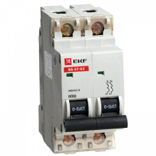 Автоматический выключатель ВА 47-63 6кА, 2P 16А (C) EKF | mcb4763-6-2-16C | EKF
