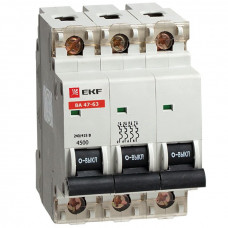 Автоматический выключатель ВА 47-63, 3P 50А (В) 4,5kA EKF | mcb4763-3-50B | EKF