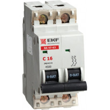 Автоматический выключатель ВА 47-63, 2P 5А (D) 4,5kA EKF | mcb4763-2-05D | EKF